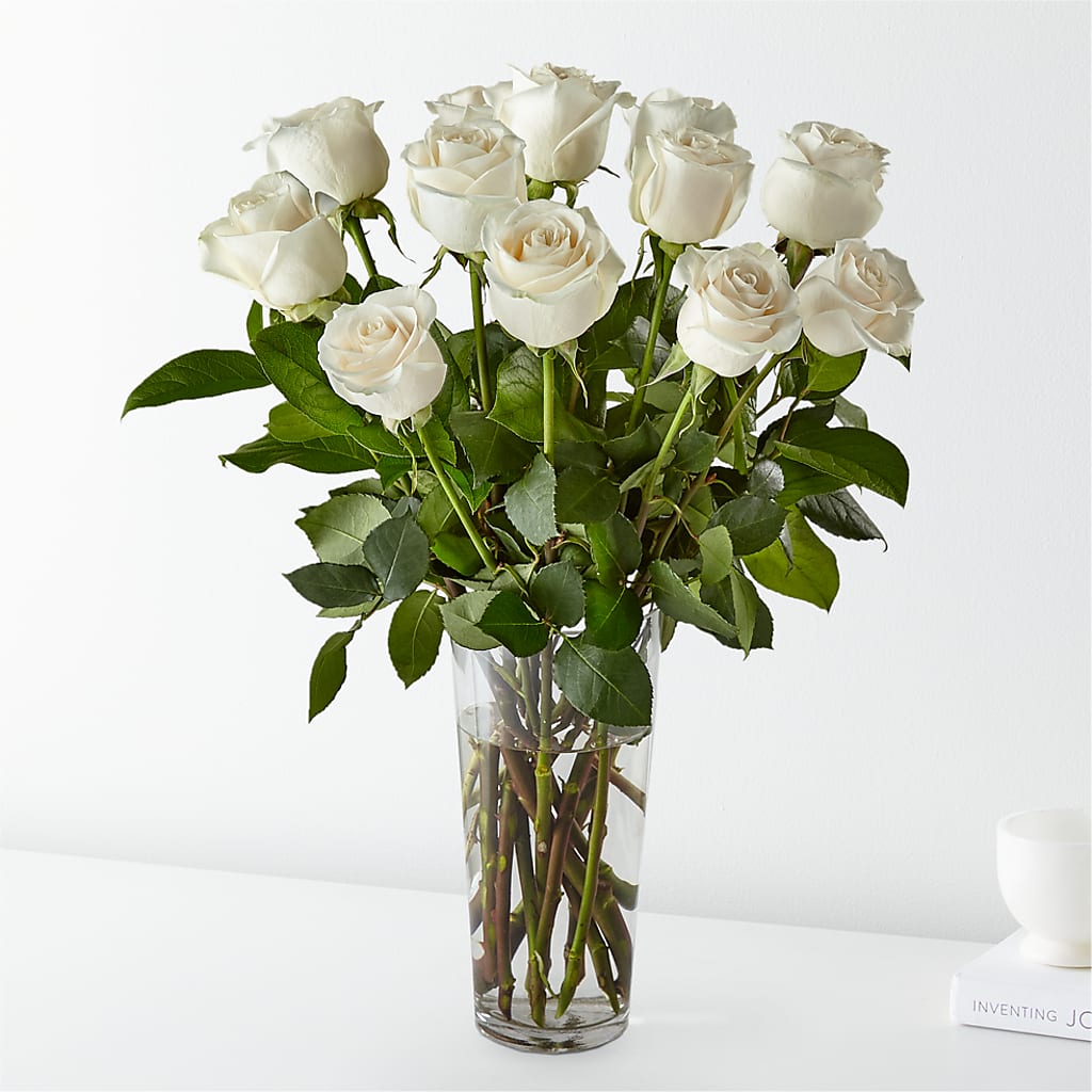 Long Stem White Rose Bouquet – Sunflower Florist Of Virginia Llc, Alexandria VA