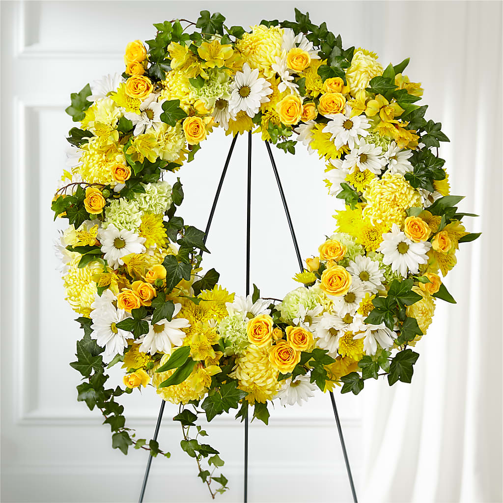 Golden Remembrance Wreath – Sunflower Florist Of Virginia Llc, Alexandria VA