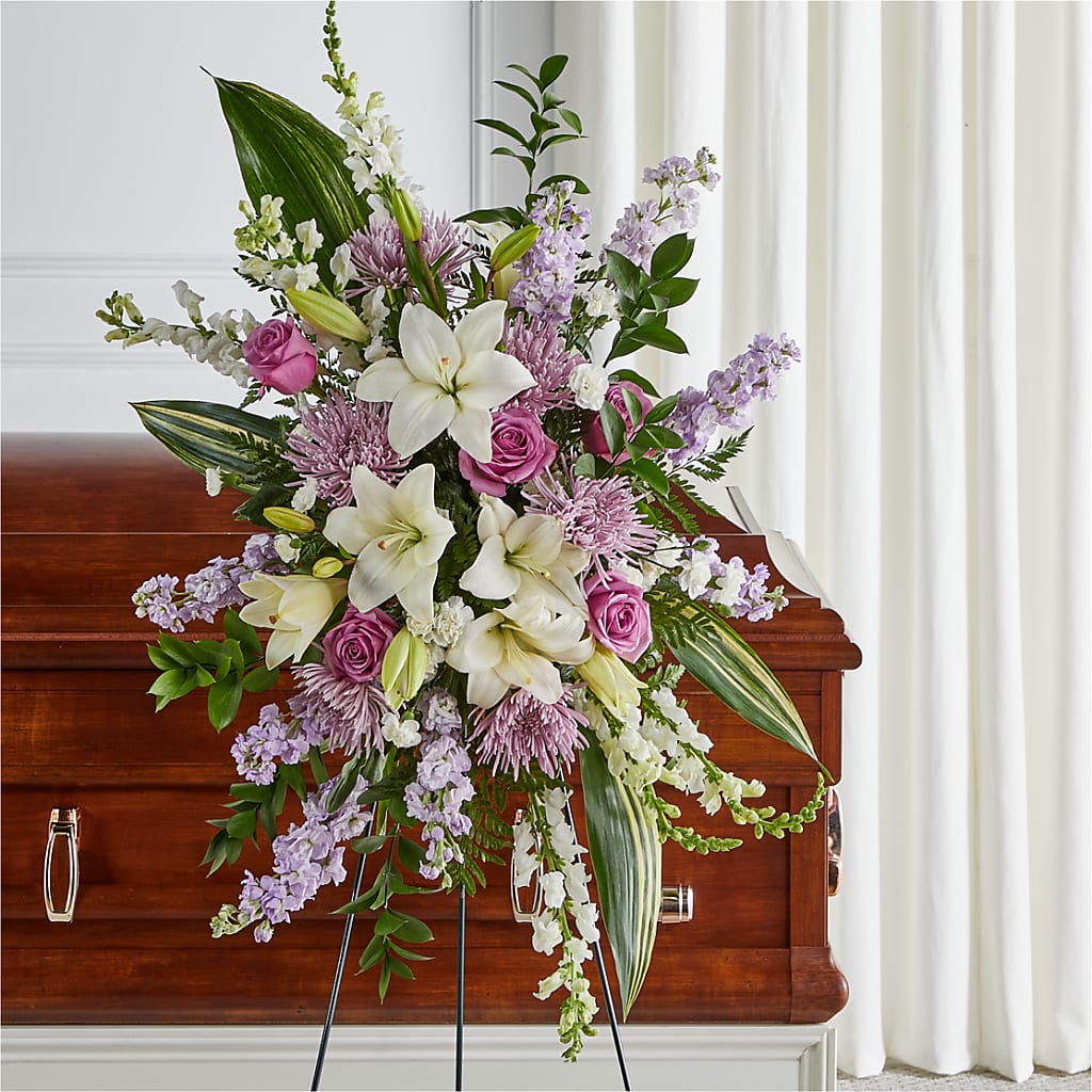 Grateful Hearts Standing Spray – Sunflower Florist Of Virginia Llc, Alexandria VA
