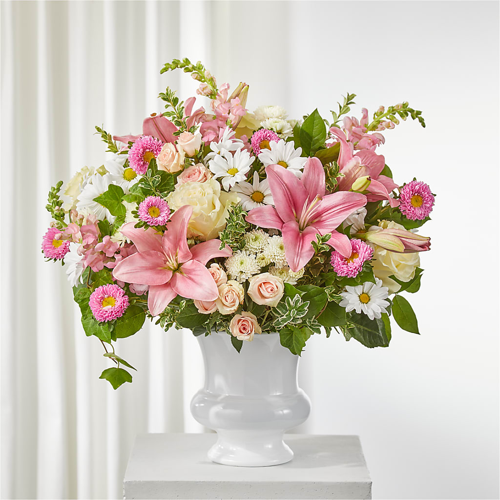 Empathetic Blooms Urn Arrangement – Sunflower Florist Of Virginia Llc, Alexandria VA