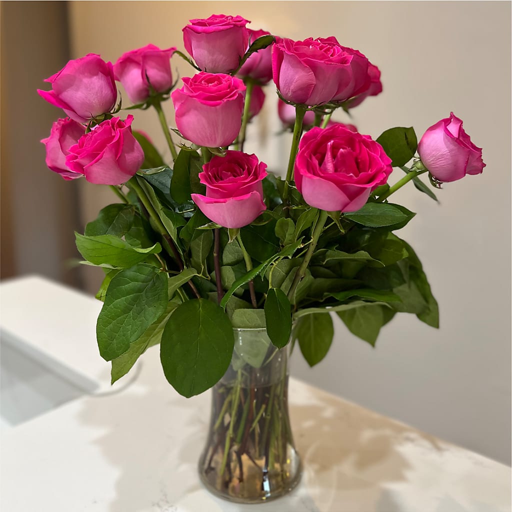 Long Stem Pink Rose Bouquet –  Sunflower Florist Of Virginia Llc, Alexandria VA