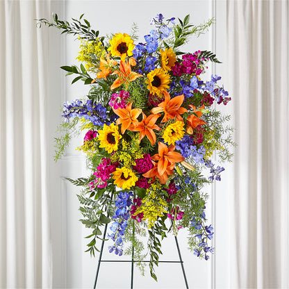 Sunlit Memories Standing Spray (Standard) –  Sunflower Florist Of Virginia Llc, Alexandria VA
